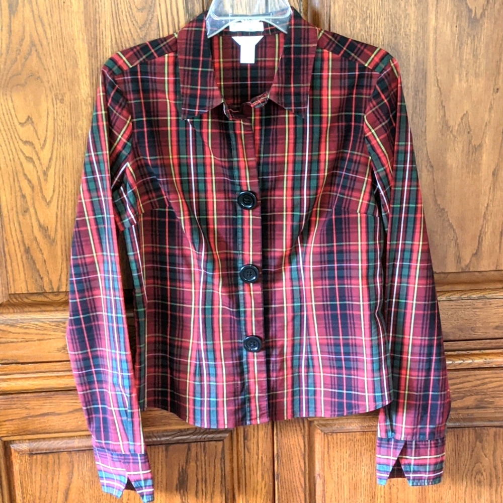 Christopher & Banks Holiday Plaid Shirt - Medium